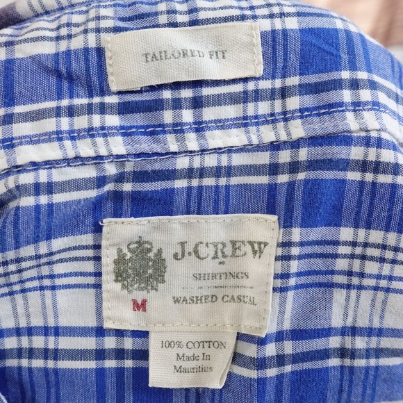 J.CREW MEN'S CASUAL BUTTON UP SHIRT PLAID TAILORED FIT SIZE M BLUE WASHED - Picture 6 of 6